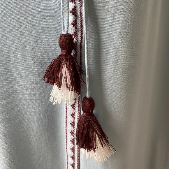 Blue Rain Boho Embroidered Mini Tunic Dress M Blue Southwestern Coastal Beach - Picture 4 of 12